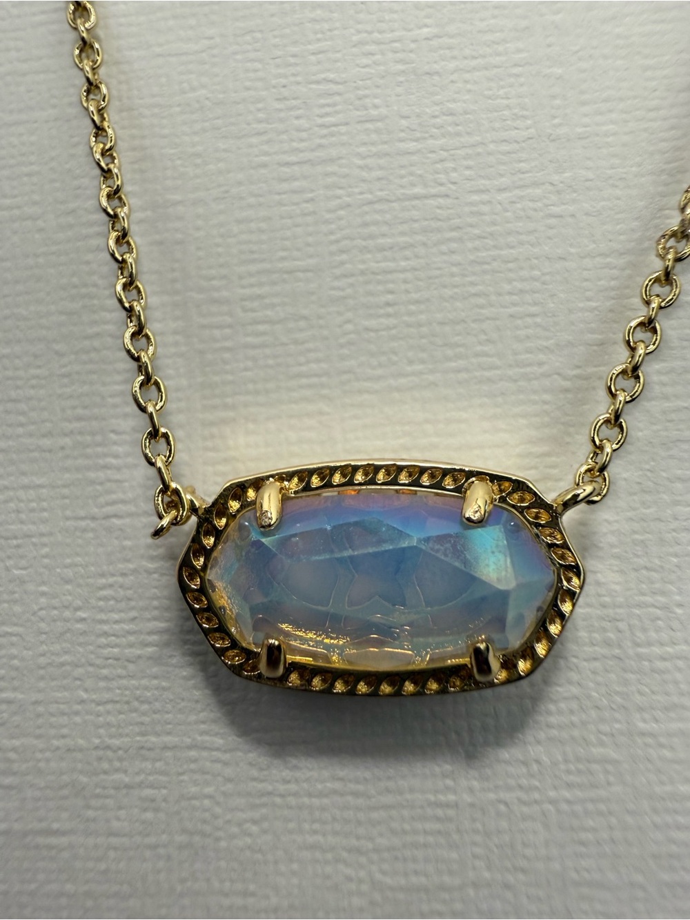 Kendra Scott Elisa Gold Necklace with Iridescent Opalite Stone-NWT